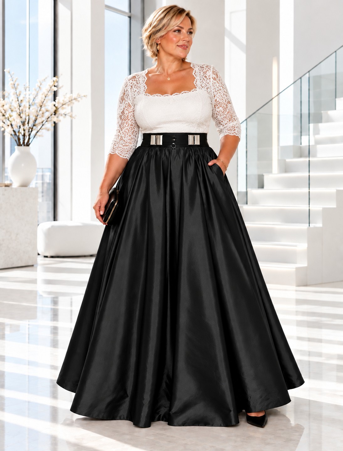Dlouhá společenská sukně BOROS SK-L-BLACK 05